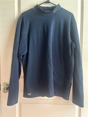 Nike Men's Dark Blue Long-Sleeve Mock Neck Performance Top